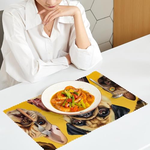 Set de table bouledogue antidérapant lavable tapis de table résistant chaleur 30x45cm