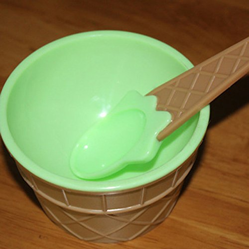 Children's Plastic Ice Cream Bowls Spoons Set Durable ICE Cream CUP For