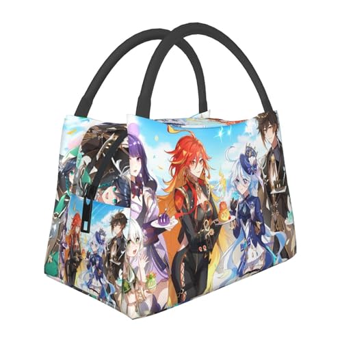 Bolsa de almuerzo de dibujos animados con cremallera, impermeable y reutilizable, para viajes, oficina, picnic, trabajo, -S13