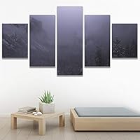 SIGNWIN 5 Panel Canvas Wall Art Foggy Mountains for Home Decorations Ready to Hang - 60