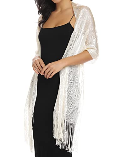 Rheane Shawl Wraps for Women Shawls and Wraps for Evening Dresses Pashmina Rave Silver Dress for Women Sparkly Dress Women's Scarves & Wraps (Light Champagne with Gold Glitter)