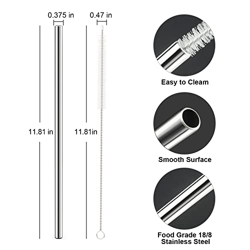 Image of Replacement Straw Compatible with Stanley 40 oz 30 oz Cup Tumbler, 6 Pack Reusable Straw with Cleaning Brush, Plastic, Stainless Steel