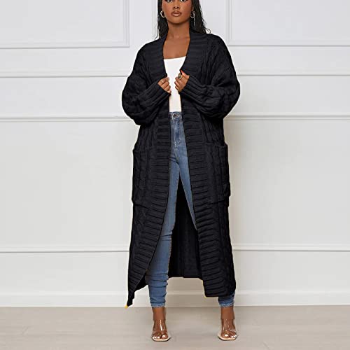 Cheetah Print Turtleneck, Trending Clothes For Women 2022 Pink Green Cardigan Women's Sweaters Black Women's Fashion Casual Cardigan Crum Cave Solid Color Knitted Sweater Coat (Xxl, Black) #TOP5