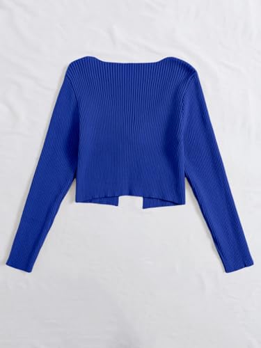 Image of Floerns Women's Tie Front Long Sleeve Rib Knit Shrug Sweaters Cardigan Crop Top