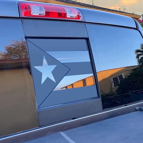 for Dodge Ram 2009-2026 Rear Middle Sliding Window Puerto Rico Flag Decal, Matte Black