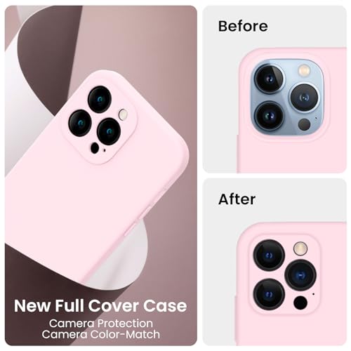 Image of FireNova Designed for iPhone 13 Pro Max Case, Silicone [Camera Protection] Phone Case, Soft Anti-Scratch Microfiber Lining Inside, 6.7 inch, Chalk Pink