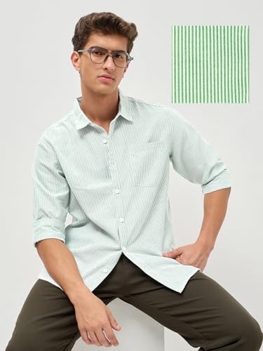 Image of Urbano Fashion Men's Cotton Full Sleeve Regular Fit Casual Striped Shirt