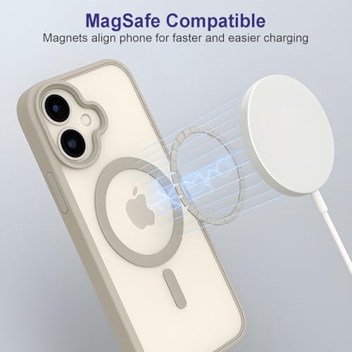 Image of AIBEX Clear Mag-Saf Case for iPhone 16-1,500 G Strong Magnetic Lock, Crystal-Clear Anti-Yellowing Back | Military-Grade Drop Protection | Camera Guard, Slim & Lightweight - Grey