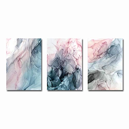 Peinture abstraite 50x70cm lot de 3 affiches sur toile d'encre colorée sans cadre