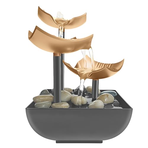 Opiniones y reviews de Fuentes - los más vendidos. 50 GFHGJH Fuente de Tres Niveles de decoración Interior, Mini Fuente, Decoración del hogar de guijarros,Sonidos cómodos y relajantes,Ideal para dormitorios y oficinas (Bronce)