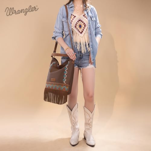 Image of Wrangler Shoulder Bag Aztec Purse Embroidered Fringe
