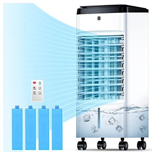 Evaporative Air Cooler, SKYICE 3-IN-1 Air Conditioner Portable for Room, 1 Gal Water Tank up to 8-H Cooling, 70°Oscillation & 20FT Remote Control, 12H Timer, 22" Evaporative Cooler for Bedroom Indoor