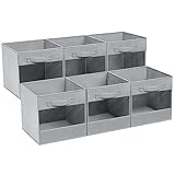 DIMJ Storage Cubes, Cube Storage Bins, Foldable 11 Inch Cube Storage Bin, Clear Window Storage Cubes, Versatile Storage Bins for Bedroom, Living Room, Kid's Room, Dormitory (6 Pack, Grey)