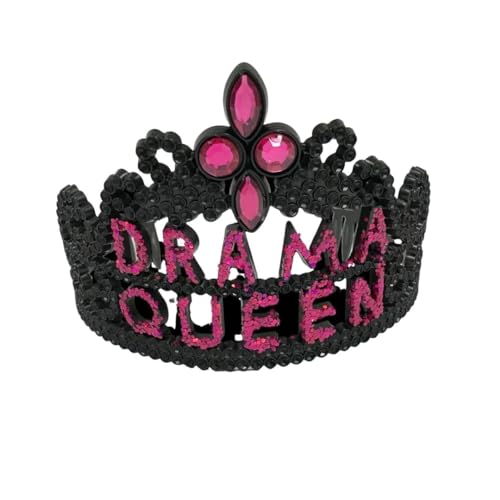 Mardi Gras Spot Black and Hot Pink Drama Queen Tiara - Single Piece