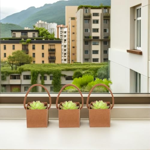 Bolsas de papel kraft con asa para decorar mesas de bodas y comuniones con plantas 6