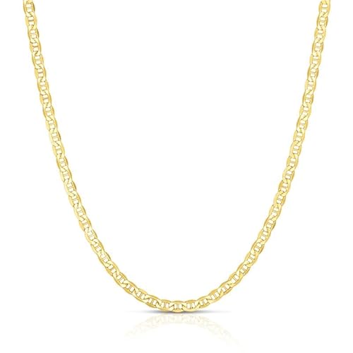 Floreo 10k Yellow Gold 1.2mm Solid Anchor Mariner Mirror Chain Necklace, 24 Inch