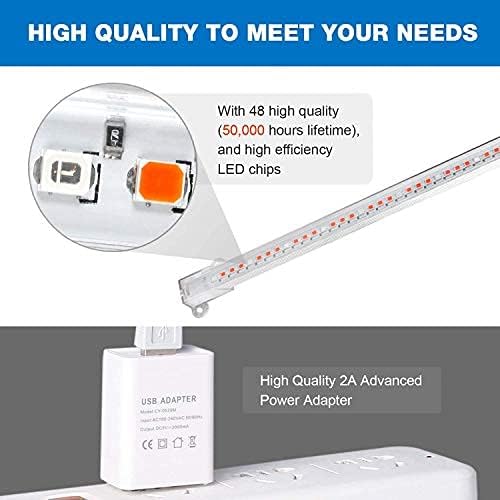 Sondiko LED Grow Light Strip, Auto On&Off Every Day Grow Light Sunlike with Upgraded Controller, 48 LEDs, 4 Dimmable Levels for Indoor Plants 2 Pack