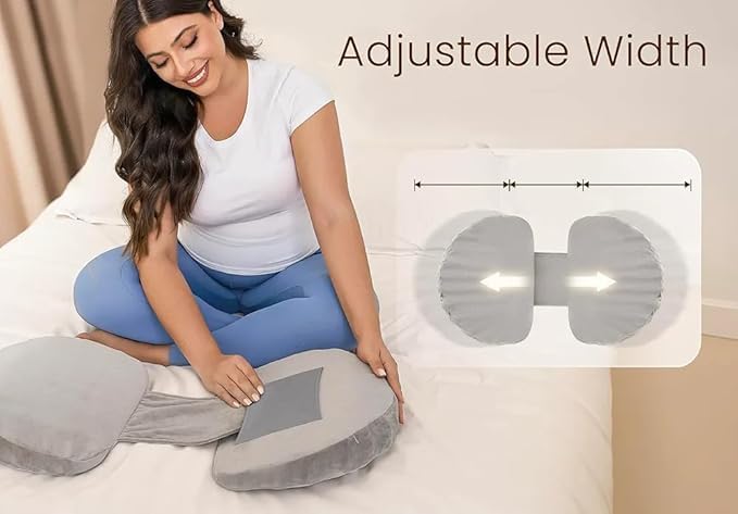 Multifunctional H Shaped Pregnancy/Maternity Pillow for Pregnant Women for Stomach and Hip Pain/Body Support Pillow with Washable Cover (Grey, Set of 2)