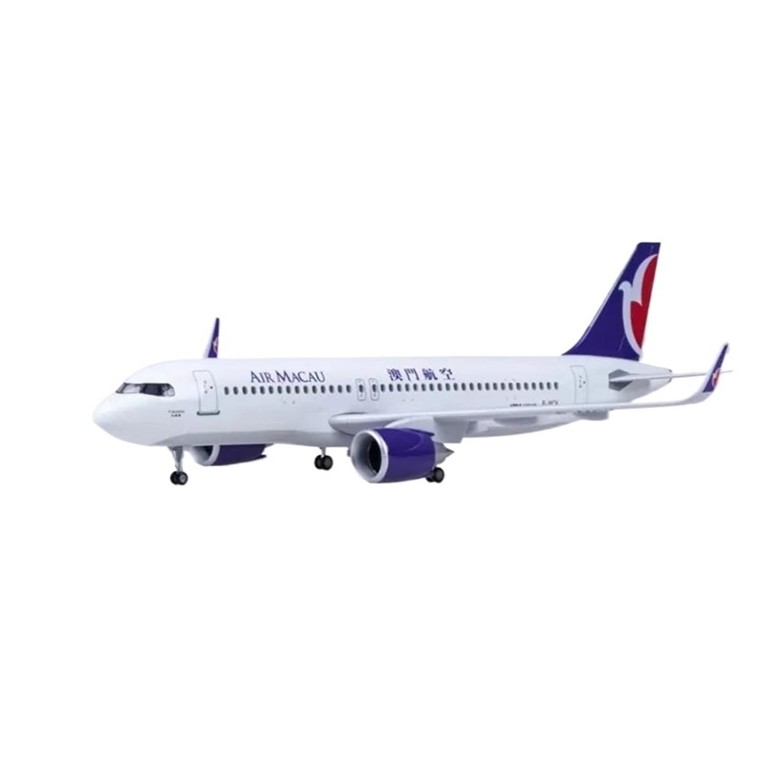 Odlewane zabawki samolotowe skala 47CM modele samolotów dla A320 NEO Macau samolot LED Light i koło podwozie zebrany model samolotu W do zbierania i wyświetlania (z lampą)