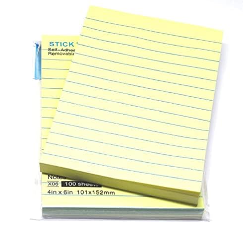 Image of Peeplvalue Self Stick Note Pad 500 Pcs Sticky Notes Pad of 4X6 Inches neon Color-Size:100X150 mm Ruled Fluorescent Paper Self Adhesive and Removable Sticky Notes