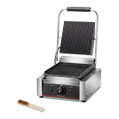 Commercial Panini Press with Grooved Grill