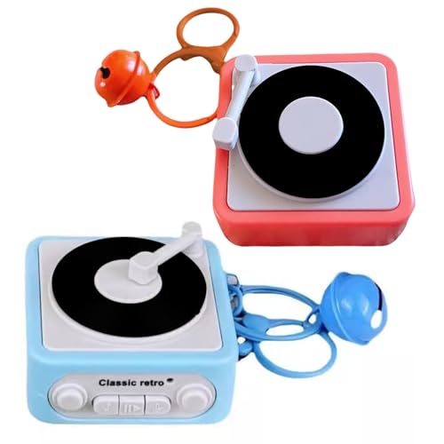 WIizyzfhy Retro Tape Recorder Keychain Portable Keychain Pendant Back Packaging Accessories For Music Enthusiasts (Orange Red+Light Blue)