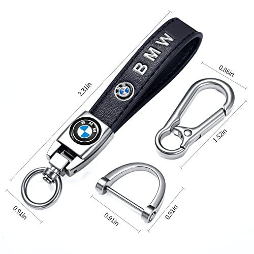 Zhoteg Genuine Leather Car Keychain Keyring Accessories Compatible With Bmw Series Car Keychains Family Present For Man And Woman（Black） #TOP1