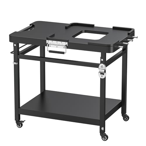 WELL GRILL Faltbarer Grillwagen Outdoor Grilltisch für Ninja Woodfire OG701EU OO101EU OG901EU...