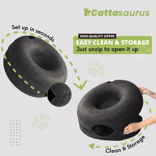 image for CATTASAURUS Peekaboo Cat Cave for Multiple & Large Cats Up to 30-45 Lb
