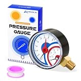 MEANLIN MEASURE 0-160Psi Thermal Pressure Gauge 0-250℉, Boiler Temperature Pressure Gauge 1/4' NPT 2.5' FACE...