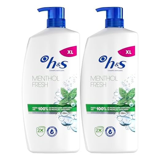 H&S Menthol Fresh Champú Anticaspa 2X800ml Con Dispensador, Para Uso Diario. Hasta 100% De Protección Anticaspa, Clínicamente Probado. Para Todo Tipo De Pelo Y Cuero Cabelludo. Frescor, Aroma A Mentol