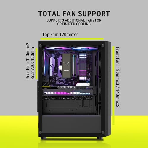 Image of Ant Value VM25 Mid-Tower Gaming Cabinet (Black) - Supports ATX, M-ATX, ITX Motherboards | Tempered Glass Side Panel | 1 Pre-Installed ARGB Fan