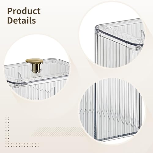 Almacenamiento rectangular transparente para baño con pomo dorado elegante 4