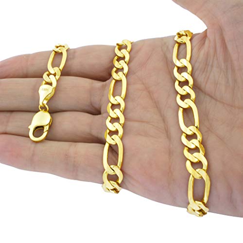 Nuragold 10k Yellow Gold 9mm Figaro Chain Link Bracelet, Mens Jewelry Lobster Clasp 7" 7.5" 8" 8.5" 9" - Image 6