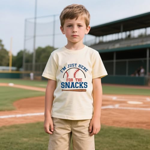 Baseball Shirt Toddler Boys I'm Just Here for The Snacks Funny Football T-Shirt Kids Short Sleeve Summer Tees 2-10 T3