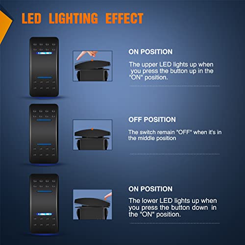 image for Nilight Waterproof Rocker Switch Toggle ON/Off/ON DPDT 7Pin 12V 24V Ju