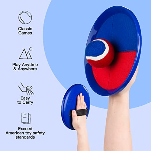 Image of EVERICH TOY Toss and Catch Ball Game Set, Upgraded Sticky Paddle Ball Set for Kids & Toddlers, Sturdy & Water-Resistant Outdoor Backyard Beach Pool Toy, Birthday Gift for Boys Girls Ages 3-12