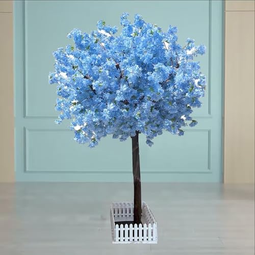 QICBYING Árboles De Flores De Cerezo Artificiales - Hermoso Y Realista Árbol De Flores De Cerezo Artificial, Flor De Cerezo Japonesa con Flor Artificial Morada, Planta Artificial I Redonda(1.5m*1m)