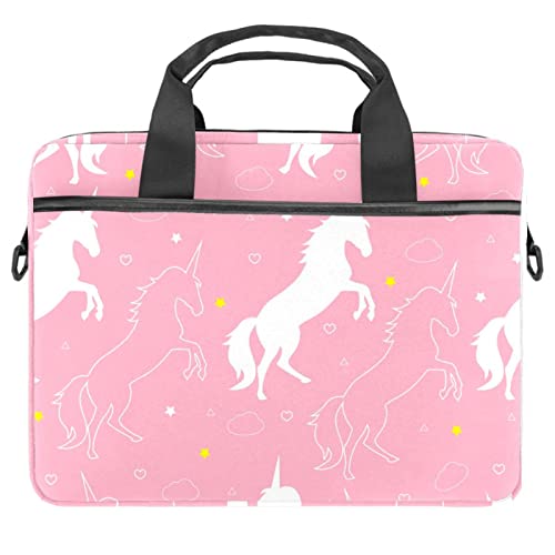 Sac à bandoulière pour ordinateur portable anti-choc léger motif licorne rose 13-14.5 pouces