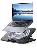 Laptop Cooler, Lamicall Laptop Cooling Pad : Portable Height Adjustable Laptop Cooling Fan Stand Holder Riser Compatible with MacBook Air Pro Dell XPS HP Alienware Laptop Notebooks Up to 17” - Black