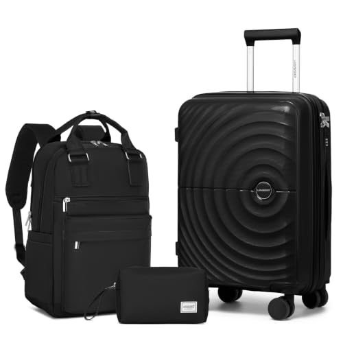 Image of LARVENDER Expandable Carry On 3 Piece Luggage Set with Backpack 20 Inch