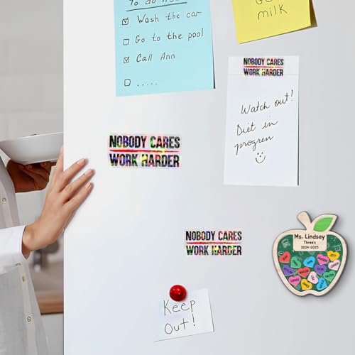 Image of 3 Pcs Nobody Cares Work Harder Sticker, Workout Gym Motivational Adulting is Hard Stickers, Truck Sarcastic Work Stickers - Vinyl Stickers for Water Bottles Laptop Phone Car (Hologram, 3 inch)