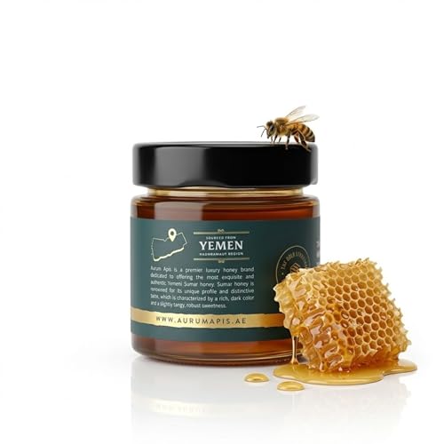 Image of Aurum Apis Raw Yemeni Sumar Honey, 100% Raw Unfiltered Pure Honey, Hand Harvested Organic Honey, Non-GMO, Unprocessed Certified Organic Honey from Sumar Tree, Rich Flavor & Aroma (130g)