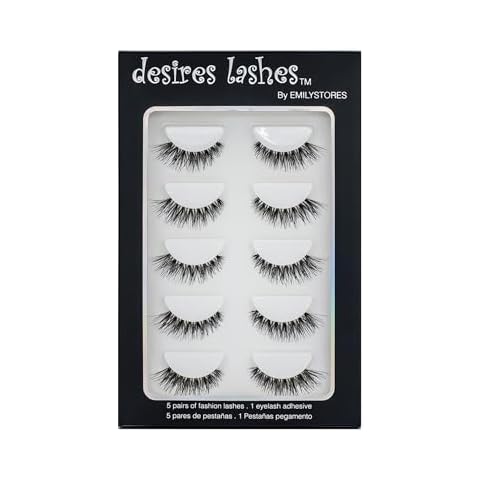 DESIRES LASHES Multipack Demi Wispies Fake Eyelashes 5Pairs Per Kits, 01 Monday Cover