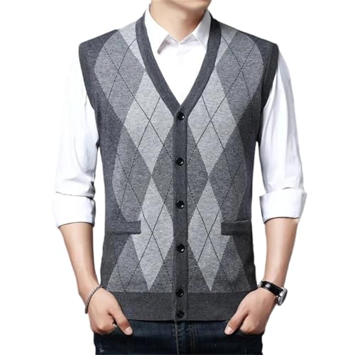 Men's Sweater Cardigan Waistcoat Thick Sleeveless Single Breasted Knit Vest
