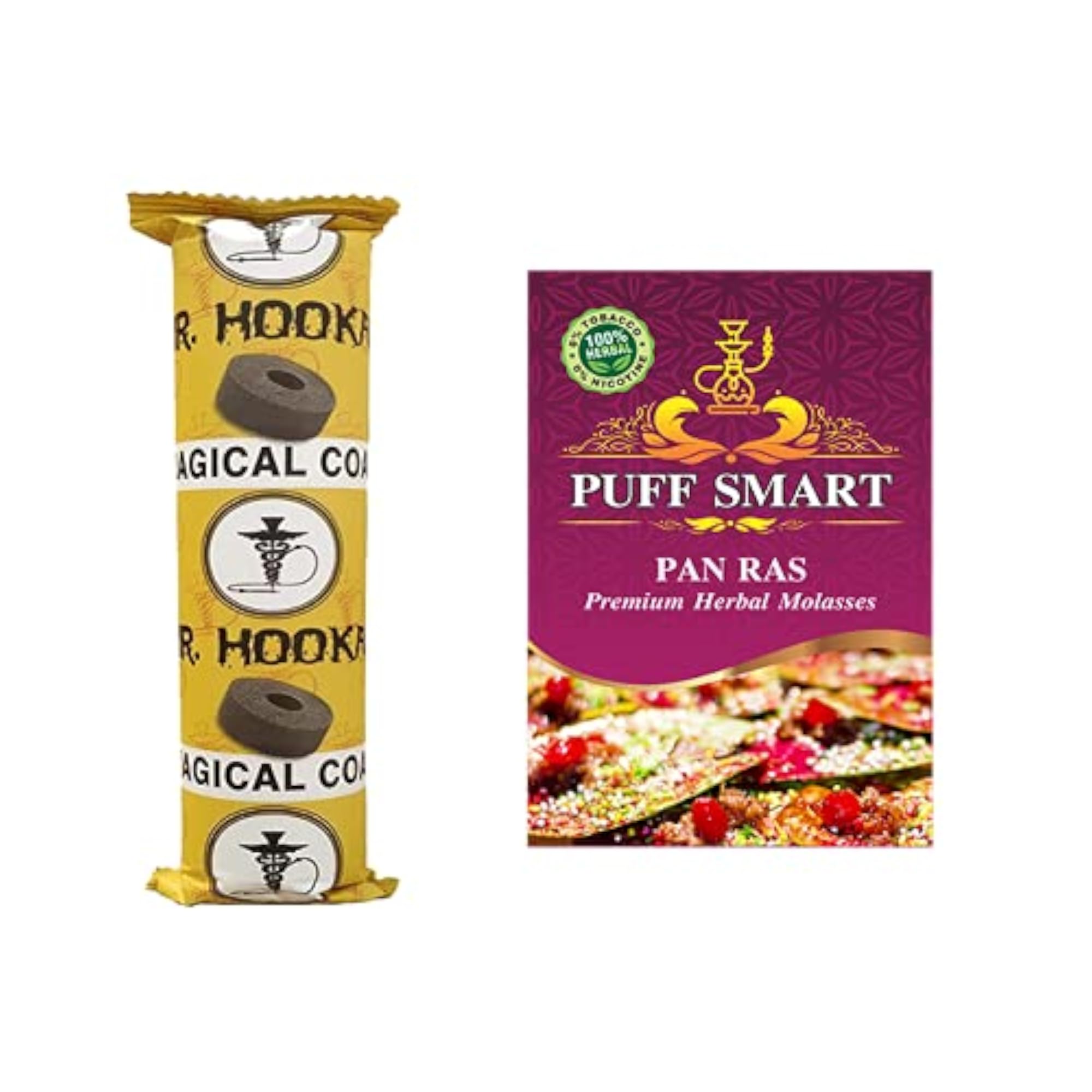 Premium Herbal Hookah Pan Ras with Bamboo Charcoal Combo
