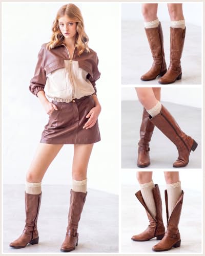 Image of Syhood Cotton Women thigh high socks with Lace Trim over the knee High Socks Boutique Lace Tall Boot Stockings for Women