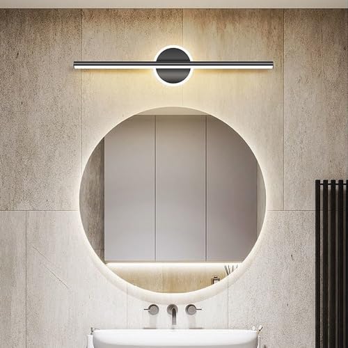 Aplique espejo baño LED negro QYYZTQY con diseño lineal moderno para dormitorio 7