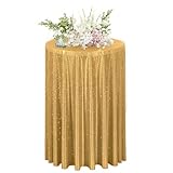 Fitable Gold Sequin Tablecloth for Parties 60 Inch Round- Sparkle Glitter Cloth Laser Round Overlay for Wedding Baby Shower Banquet?Best for 24-48 inch Diameter Round Table