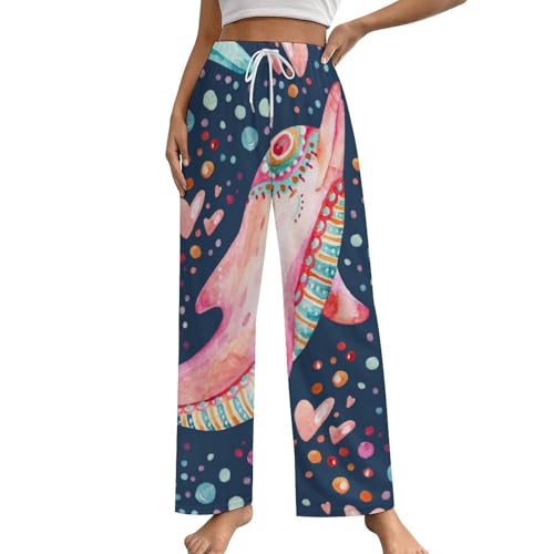 Vêtement de nuit Dauphin pantalon pyjama femme élastique éliminant l'inconfort de taille